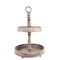 BROWN 20" Round 2 Tier Wooden CUPCAKE STAND Dessert Serving Tray